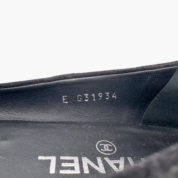 Chanel Camellia CC Ballet Flats Black Suede Size 38.5 US 7.5–8 Women Flower Logo - Picture 14 of 14